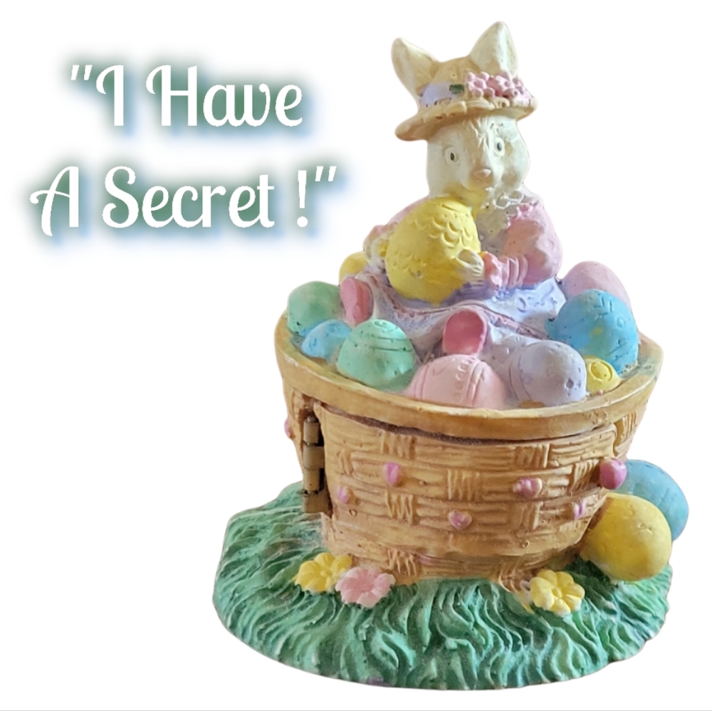 Vtg Pau Bunnies Easter Rabbit Basket Hidden Compartment Eggs Chicks